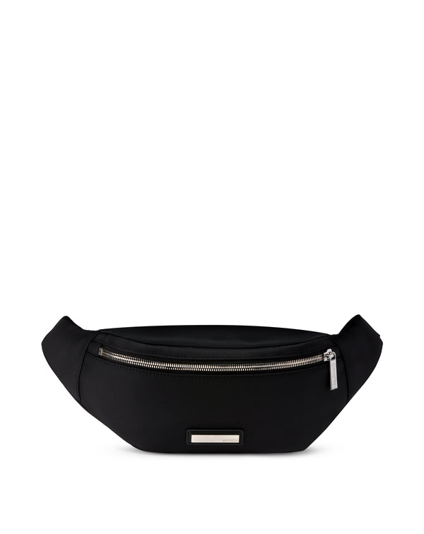 Black bum bag nylon and leather HANS