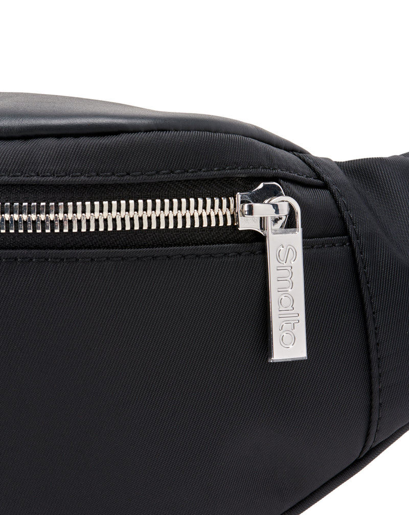 Black bum bag nylon and leather HANS
