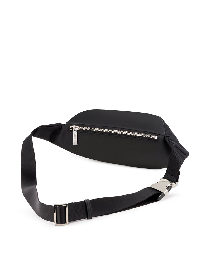 Black bum bag nylon and leather HANS