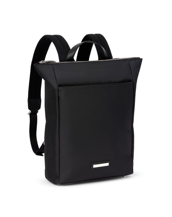 Nylon and leather black backpack HUEZ