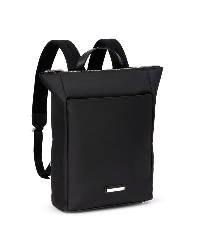 Nylon and leather black backpack HUEZ