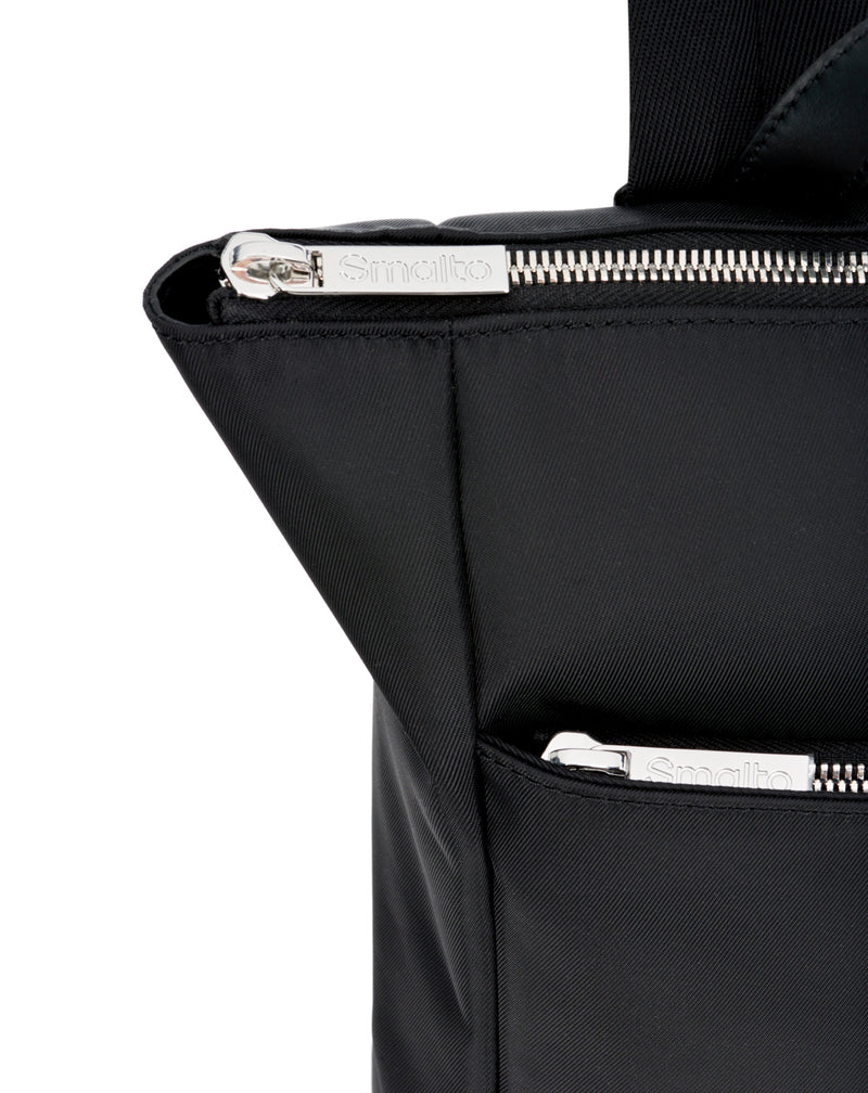 Nylon and leather black backpack HUEZ