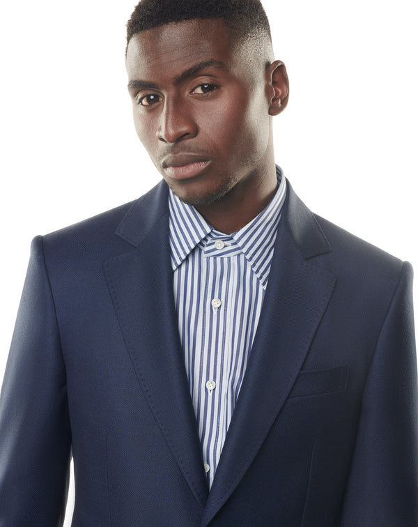 Navy caviar suit with notched collar ELYSEE 