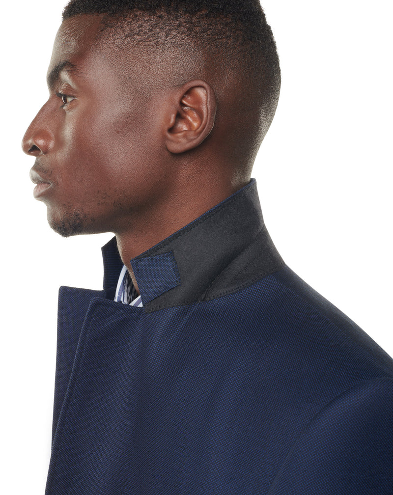 Navy caviar suit with notched collar ELYSEE 