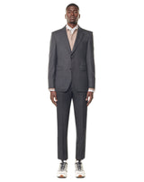 Grey super 150s suit with brown checks and notched collar ELYSEE 