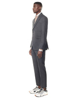 Grey super 150s suit with brown checks and notched collar ELYSEE 