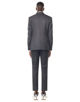 Grey super 150s suit with brown checks and notched collar ELYSEE 