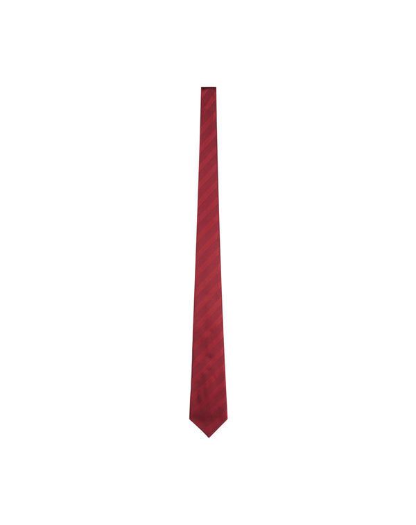 Burgundy Club stripes silk Jacquard and cotton tie Angelo