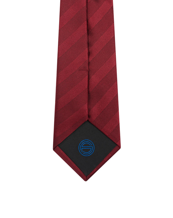 Burgundy Club stripes silk Jacquard and cotton tie Angelo