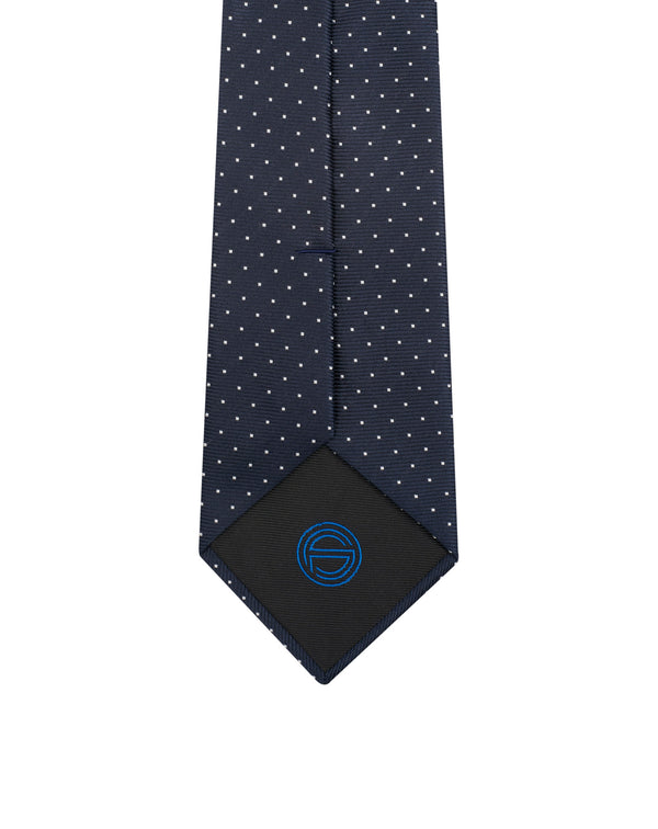 Navy polka dots silk tie 