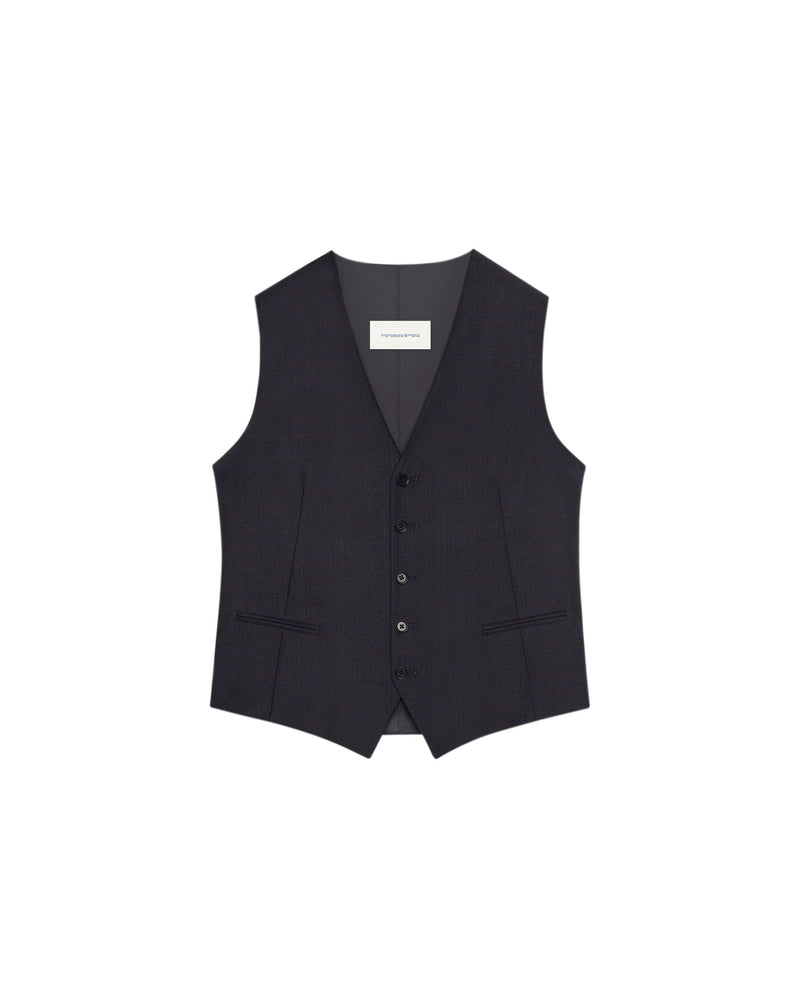 Navy/Burgundy LONDRES checkered suit vest 