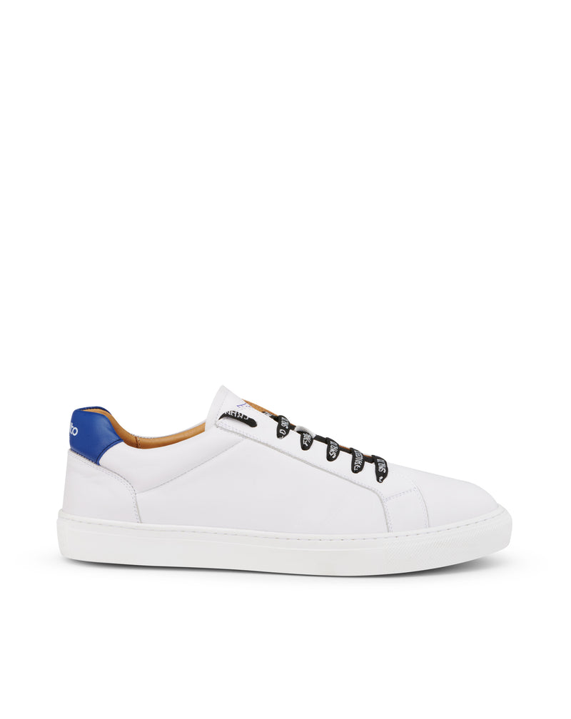 White/blue ORTON-NATALE sneakers with eyelet patch