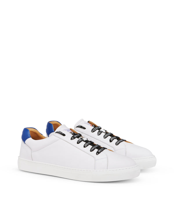 White/blue ORTON-NATALE sneakers with eyelet patch