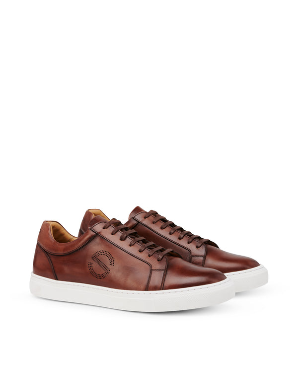 Brown patinated sneakers with logo S OCHEY 