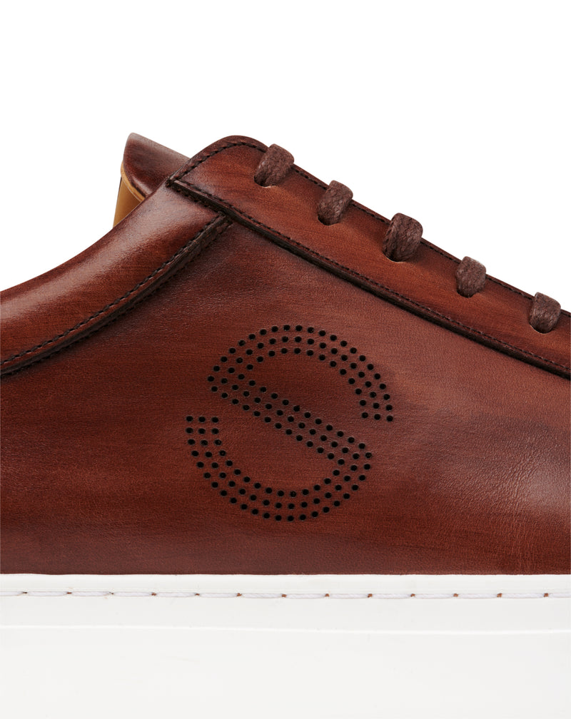 Brown patinated sneakers with logo S OCHEY 