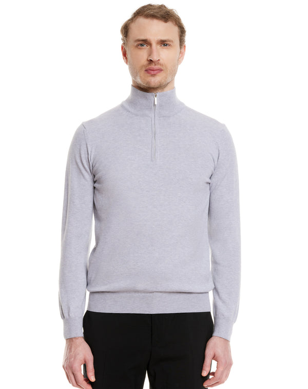 Grey MATHIS zipped mockneck