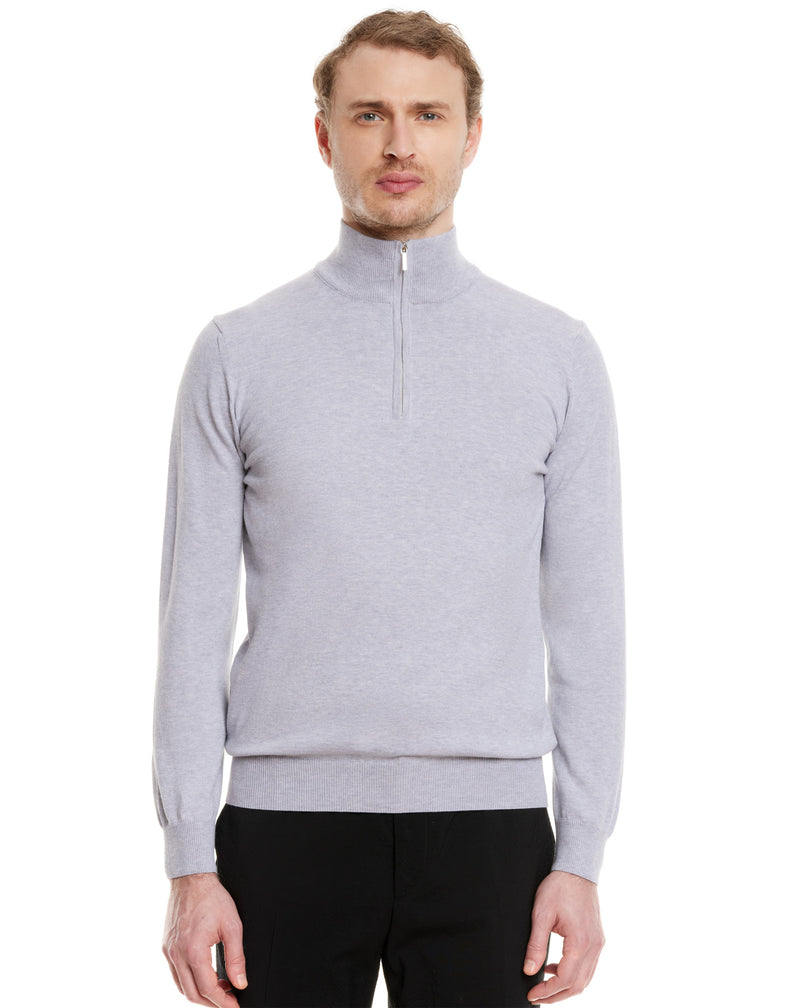 Grey MATHIS zipped mockneck