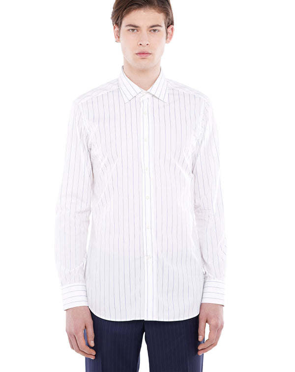 ASTAIR navy chevron striped slim fit formal shirt