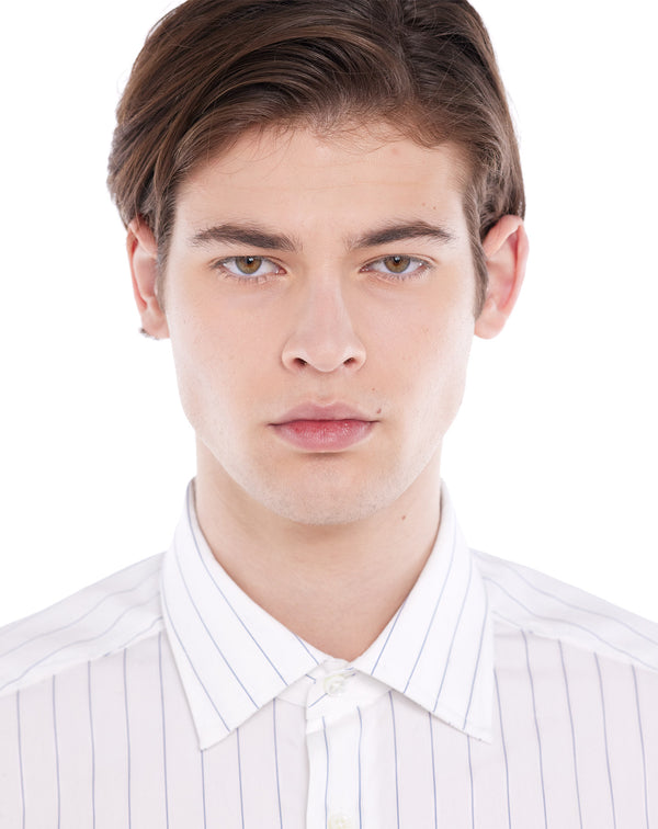 ASTAIR navy chevron striped slim fit formal shirt