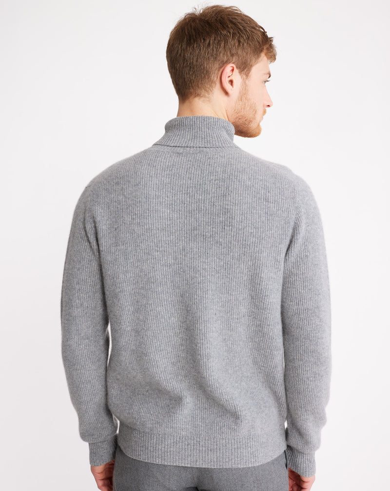 Navy/burgundy Jacquard turtleneck jumper in wool MAKSEN
