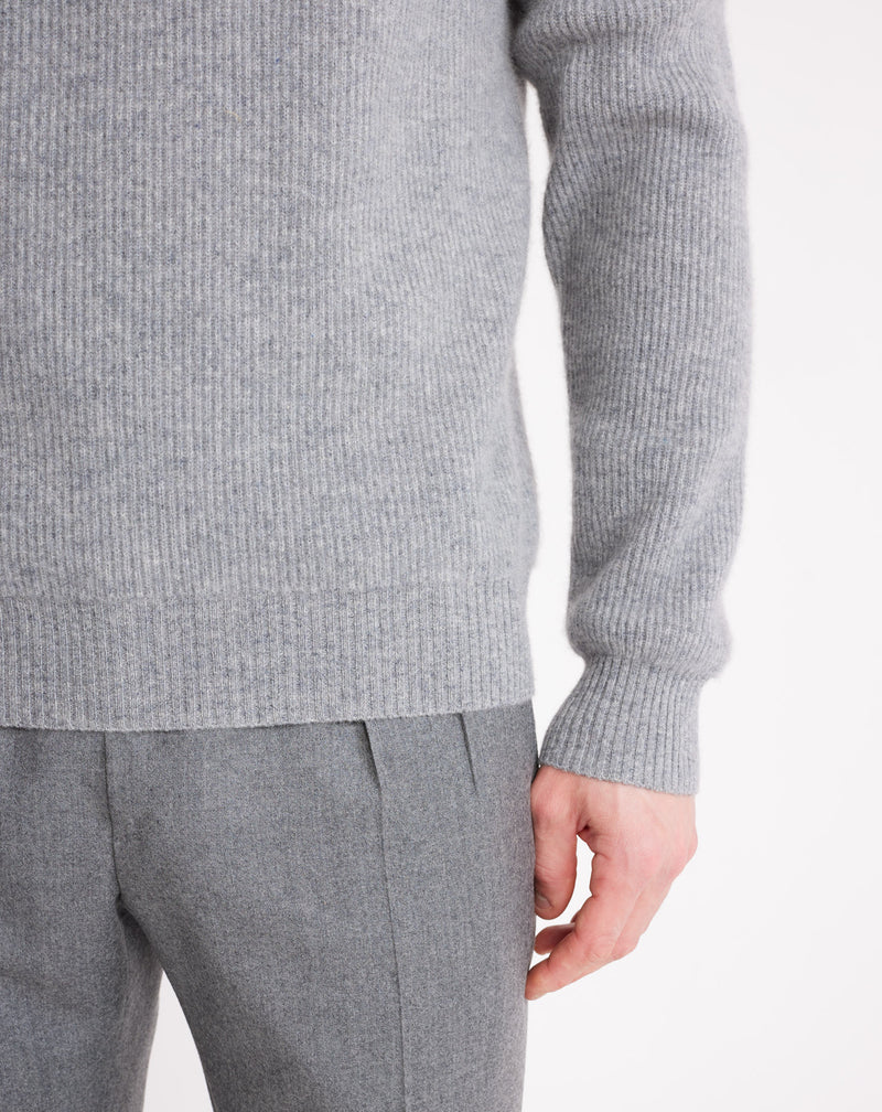 Navy/burgundy Jacquard turtleneck jumper in wool MAKSEN