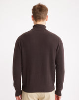 Navy/burgundy Jacquard turtleneck jumper in wool MAKSEN