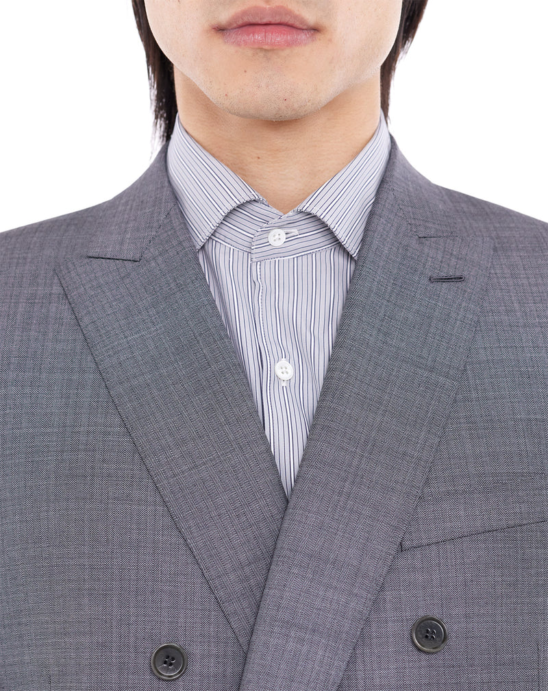 MONTGOMERY Grey Double Breasted Suit Super 120S