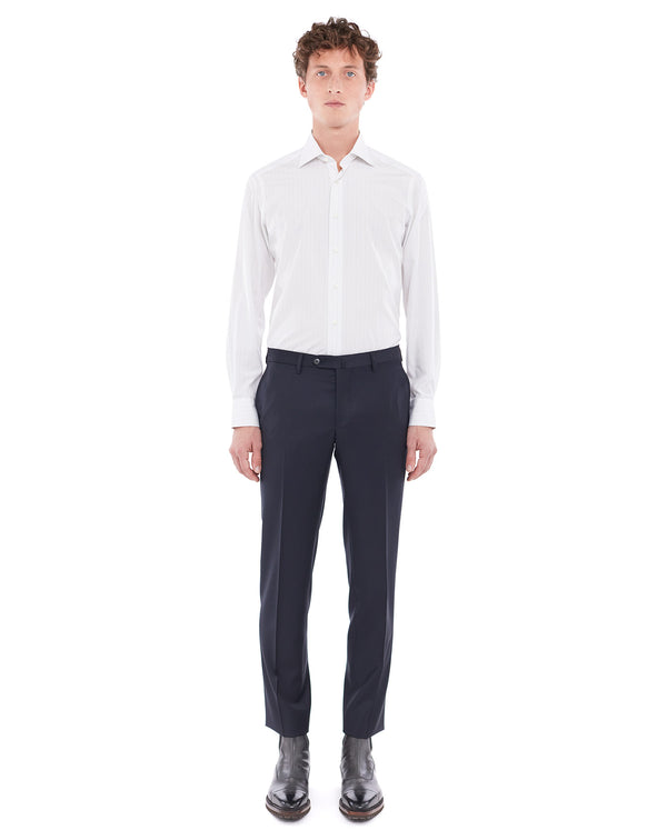 Navy Super 120S ENCIO fitted pants 