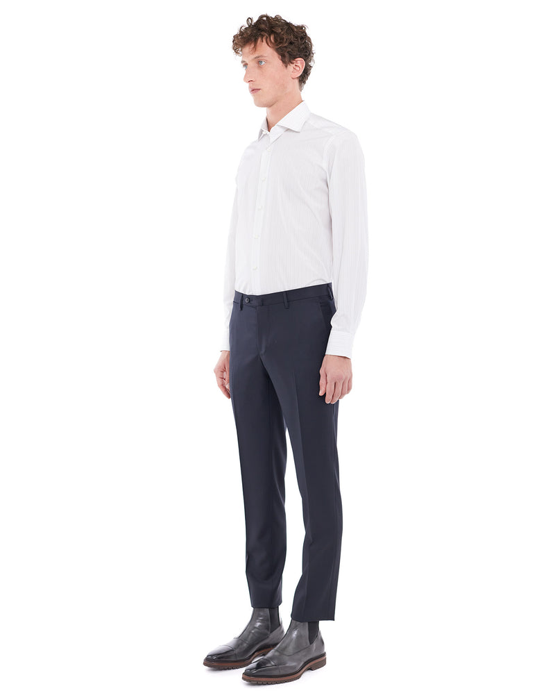 Navy Super 120S ENCIO fitted pants 