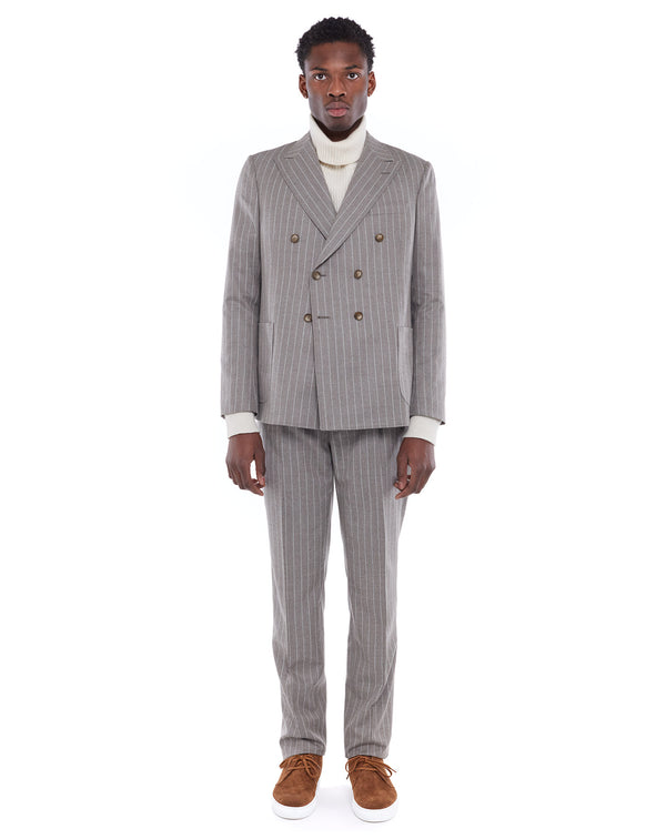 Beige tennis striped ALBERT pant Super 120S