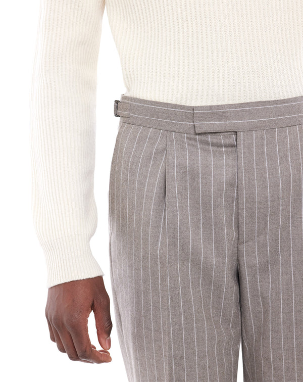 Beige tennis striped ALBERT pant Super 120S