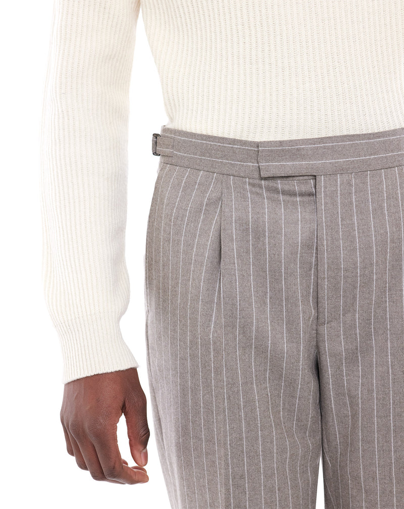 Beige tennis striped ALBERT pant Super 120S