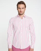 SAINT TROPEZ organic cotton shirt with pink stripes