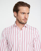 SAINT TROPEZ organic cotton shirt with pink stripes