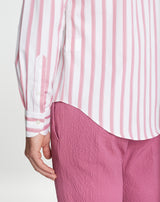 SAINT TROPEZ organic cotton shirt with pink stripes