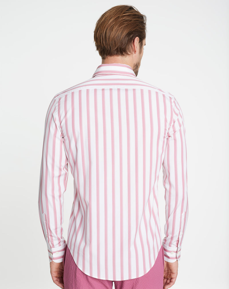 SAINT TROPEZ organic cotton shirt with pink stripes