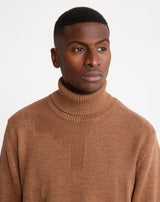 Navy/burgundy Jacquard turtleneck jumper in wool MAKSEN